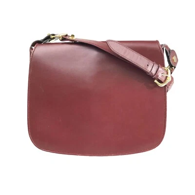 $2.25 • Buy Cartier Bag Shoulder Bag Dark Red Leather Authentic