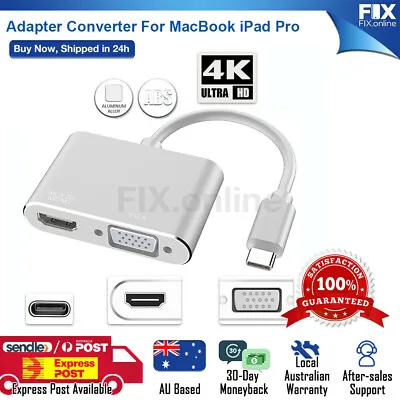 $21.68 • Buy Type-C 3.1 To 4K HDMI +VGA Port USB-C HUB Adapter Converter For MacBook IPad Pro