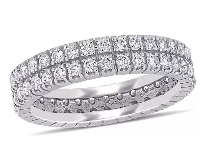 1.00 Carat (ctw) Double Row Diamond Eternity Wedding Band Ring In 14k White Gold • $1399
