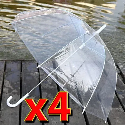 4 X Set Rain Umbrellas Dome Birdcage Transparent PVC Wedding Brolly Clear Bubble • £16.85