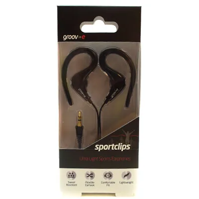 £5.99 • Buy Groove Sport Gym Fitness In Ear Bud Clip On Headphones - Black