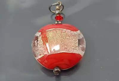 Vintage Red Venetian Murano Glass Bead Large Pendant • $35