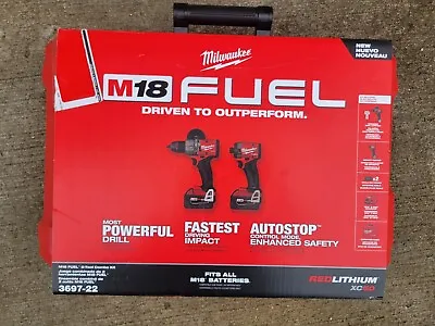MilwaukeeM18 FUEL 18V Hammer Drill And Impact Driver ComboKit 2-Tool Batteries • $349