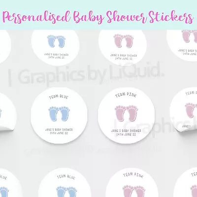 Baby Shower Sticker Boy Girl Present Gift Seal Sticker Gender Reveal Labels • £2.49