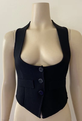 $65 • Buy SCANLAN & THEODORE Black Crepe Knit Waist Coat S / M