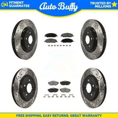 Front Rear Coated Drilled Slot Disc Brake Rotor Ceramic Pad Kit For Ford Mustang • $231.95