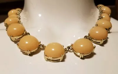 J CREW  PEACH CABACHON GOLD TONE NECKLACE Bubble Statement Jewel • $24.99