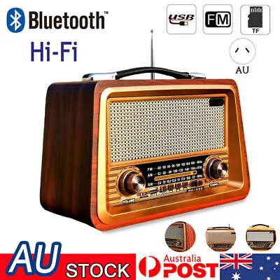 Retro Full Wave Bluetooth Speaker Vintage FM Radio Old-fashioned Classic Styles~ • $119.99