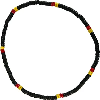 Black Red Yellow Wood Beaded Necklace Chain Mens Womens Boys Wooden Jewellery • £4.99