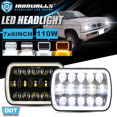 $68.99 • Buy For 1995-1996 1997 Nissan Pickup Hardbody Pair 7x6  LED Headlights DRL Hi/Lo