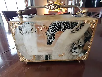 Vintage Cigar Box Purse Handbag Hand Made Safari Tiger Animal Elephant • $25