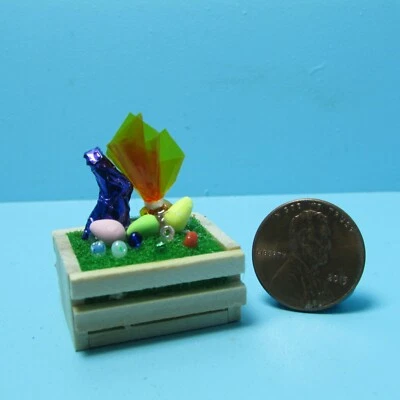 Dollhouse Miniature Easter Natural Wood Crate Filled With Goodies B0475 • $6.69