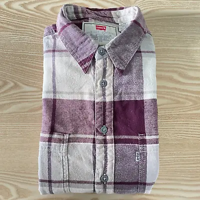 £18.90 • Buy Levis Mens Shirt Medium Purple White Check 23  Pit-to-Pit Designer Fashion Style
