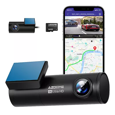 $129.99 • Buy AZDOME Dual Dash Car Camera Cam Front And Rear Night Vision WiFi 4K+1080P 170°