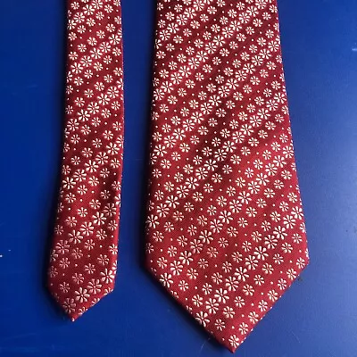 Men’s Tie 59% Red W/white Flowers Luciano Soprani Made In Italy (#336) • $2.57
