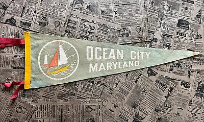 Vintage Ocean City Maryland Pennant 9x27 • $8.99