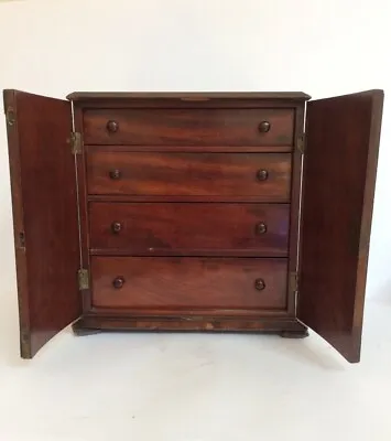 Super Late Georgian 4 Drawer Mahogany Antique Collectors Cabinet • £455