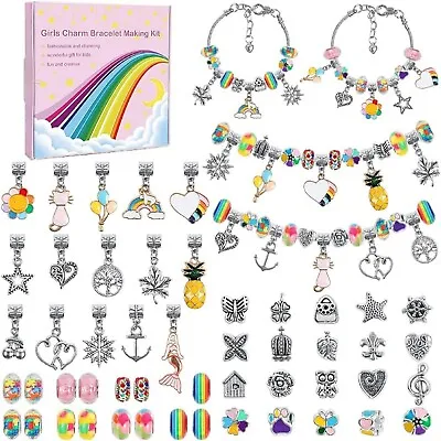 Toy Gifts For 5 6 7 8 9 10 Year Old Girls Girls Charm Bracelet Making Kit • £9.97