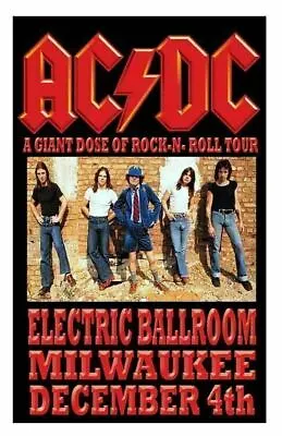 Ac/dc Replica *electric Ballroom* 1977 Concert Poster • $13.99