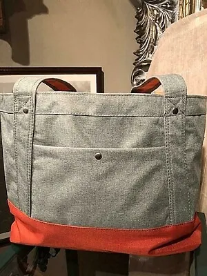 Everest Green W/ Orange Canvas Picnic Carry Market Bag Nylon Inside • $24.95