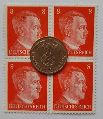 Third Reich World War 2 Coin And Hitler Stamp Set Military History Memorabilia • £5.99