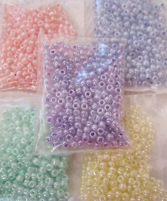 50 Grams Japanese Matsuno 8/0 Seed Beads. Ceylon Finish 5 Assort. Pastel Colors • $15