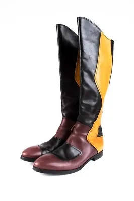 Original Miu Miu By Prada Women Fall 2008 Runway Leather Boots 38EU7US H2770 • $321.08