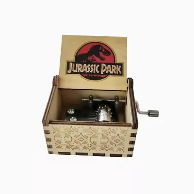 Children's Dinosaur Music Box Wooden Antique Carved Hand Cranked Jurassic Park. • £13.49