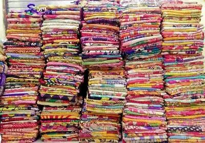 Wholesale Lot Of Indian Vintage Kantha Quilts Handmade Cotton Throws Blankets • $142.79