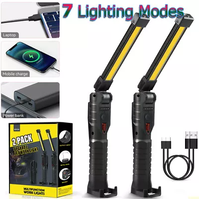 Rechargeable LED COB Work Light Mechanic Flashlight Lamp Magnetic Base Bright • $19.99