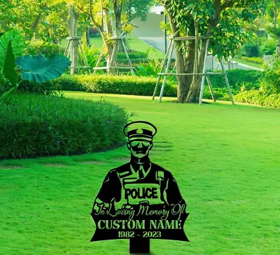 Custom Policeman Police Officer Memorial Stake Grave Marker Metal Grave Stake • $89.84