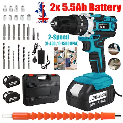 21V Cordless Electric Screwdriver Sets Impact Driver Bits W/2 Battery For Makita • £38.99