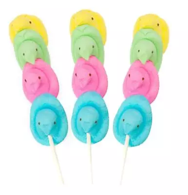 Rainbow Marshmallow Easter Peeps Candy Chicks On A Stick Lollipop Pack Of 3 • $21