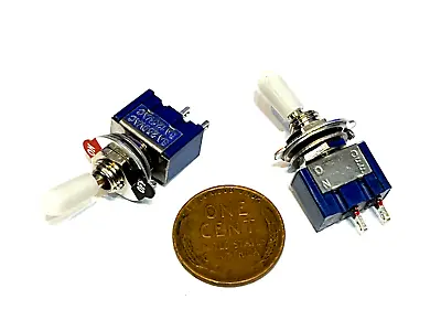 2 Pack White Cap Mini Toggle Switch On/off MTS-101 2pin Spst Dc 6a 12v 6mm B12 • $8.75