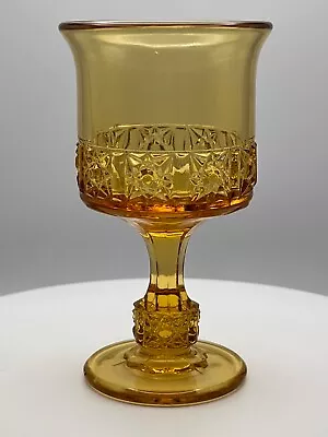 L G Wright Glass Daisy & Cube Amber Footed Goblet • $9.99
