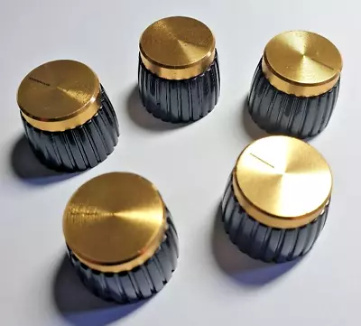 6pcs XPointer/Control Knobs High Quality.  Black/Gold Cap Guitar Amps Marshall • $12.20