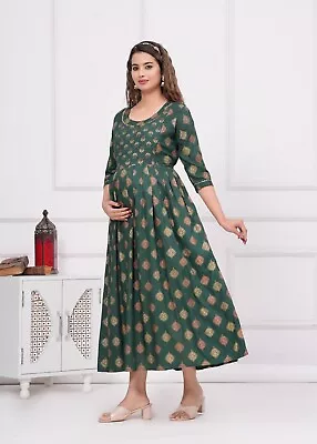 Indian Cotton Flower Printed Baby Feeding Kurti Gown Summer Wear Dress Kurties • $34.44