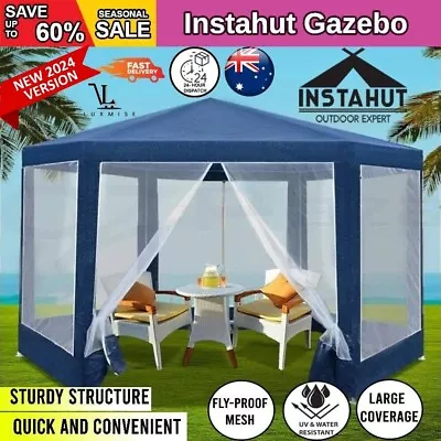 Instahut Gazebo Marquee 2x2 Wedding Party Tent Outdoor Camping Mesh Wall Navy • $86.65