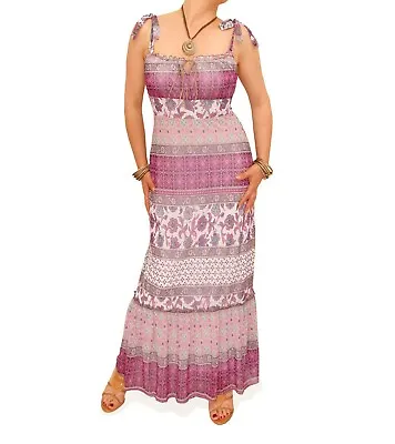 New Pink Paisley Mesh Gypsy Style Maxi Dress - Fully Lined • $45.74