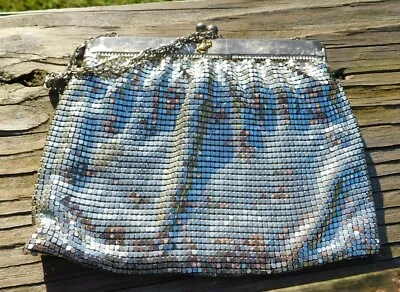 WW2 Era Silver Plate Whiting & Davis Co Chain Mesh Hand Bag W Gold USMC EGA EMB • $45