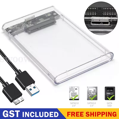 $8.89 • Buy Hard Drive Enclosure USB 3.0 To SATA 2.5  External HDD SSD Case Disk TRANSPARENT