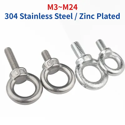 Lifting Eye Bolt A2 304 Stainless Steel / Zinc Plated M3-M24 • $2.35