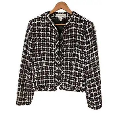 VTG Jones New York Wool Blend Boucle Blazer Jacket Zipper Women Sz 10 Academia   • $29.88