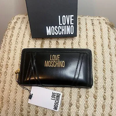 Love Moschino Black Leather Wallet With Red Interior NWT In Box  • $95