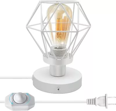 White Small Table LampMetal Cage Bedside Desk LampE26 E27 Edison...  • $23.49