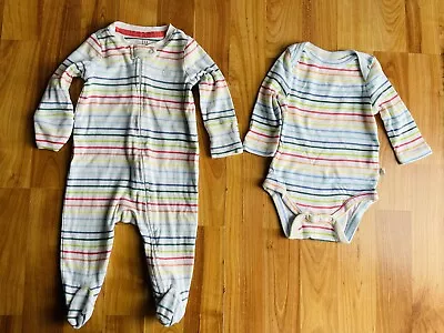 Unisex Baby GAP 0-3 Months Rainbow Sleepsuit Zip Up All In One + Bodysuit Bundle • £1.99