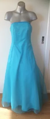 Zig Zag Turquoise Organza Chiffon Ball Gown Prom Cocktail Dress - Size 12 • $29.99