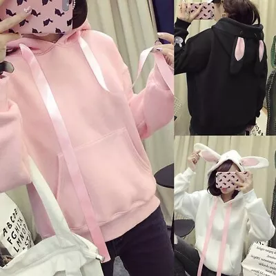 Fashion Women Casual Sweatshirt Rabbit Ears Hoodie Long Sleeved Loose Blouse Top • £13.14