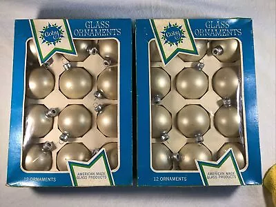 2 Boxes (24) Vintage Coby Glass Christmas Ornaments White • $19.99