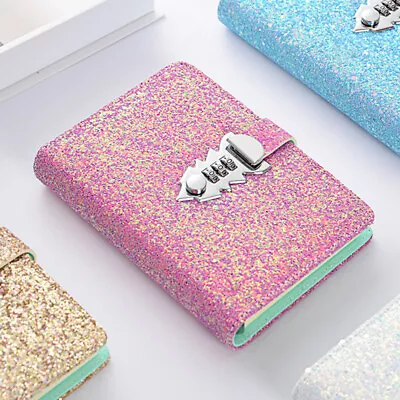 Girls Glitter Diaries Notebook PU Leather With Code Lock Secret A6 Diary • $24.99